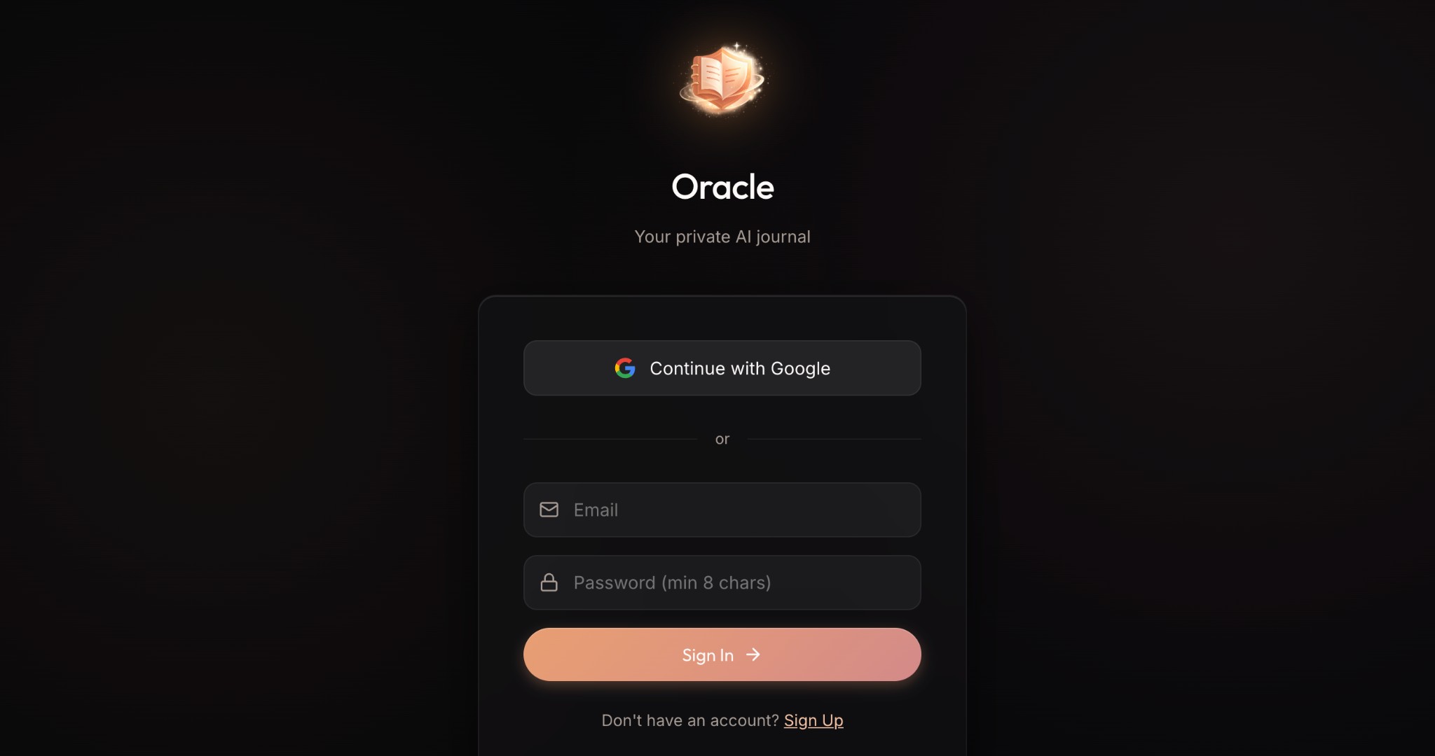 Oracle login screen with secure authentication